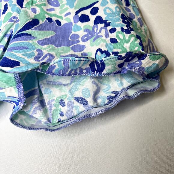 Lilly Pulitzer Blue Floral Buttercup Shorts Scallop Hem 100% Cotton Summer 00 - Picture 6 of 12